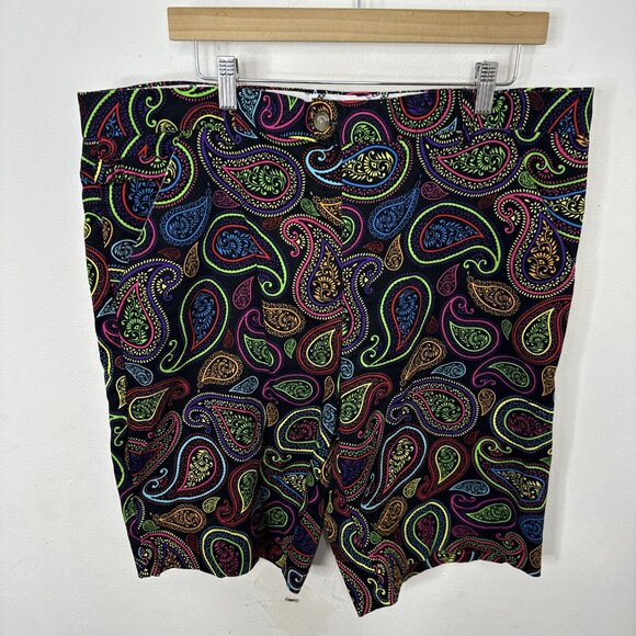Royal and Awesome Mens Golf Shorts Crazy Paisley Multicolor Shorts Plaid Size 40 - Picture 1 of 7